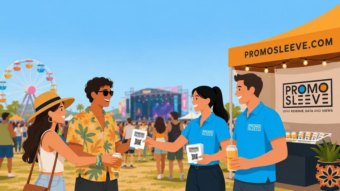 Promo reps deploying branded PromoSleeve products at a festival