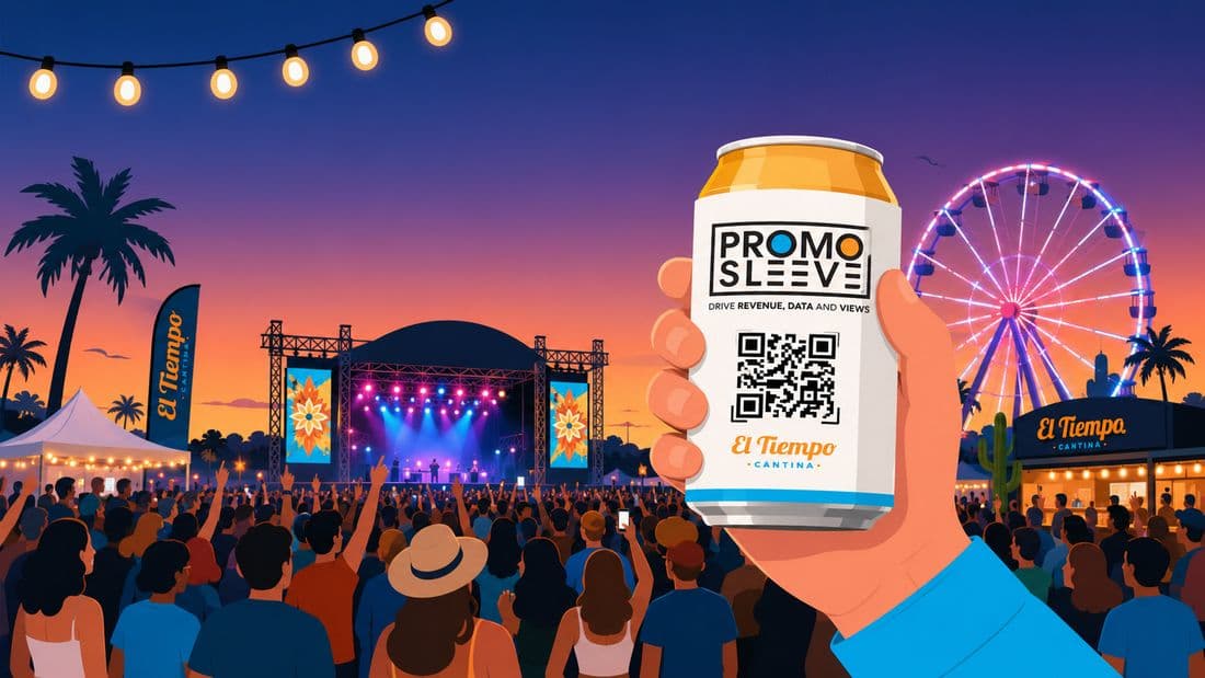 El Tiempo Cantina PromoSleeve activation at a night festival